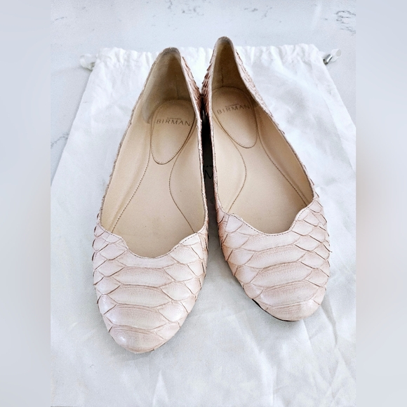 Alexander Birman Exotic Pyton Cream Ballet Flats - Picture 3 of 15